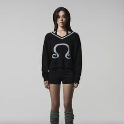V NECK BOXY KNIT SWEATER OHZ