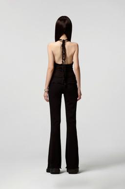 Áo cổ yếm vải sheer cúp ngực 2 lớp hiệu ứng in và đính đá nhabachtuoc